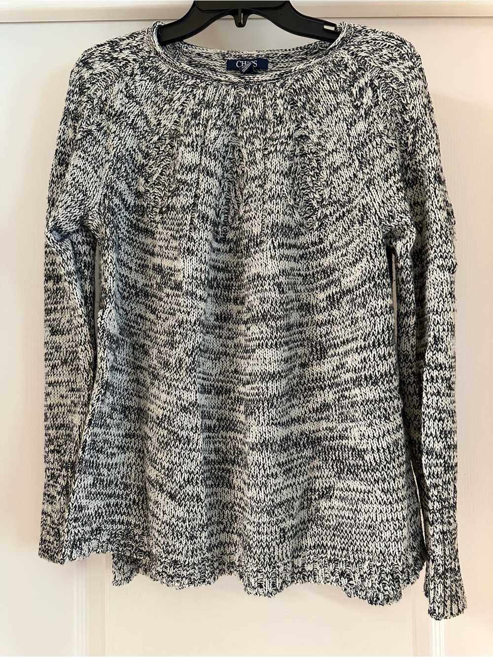 Chaps Black & White Marled Crewneck Sweater